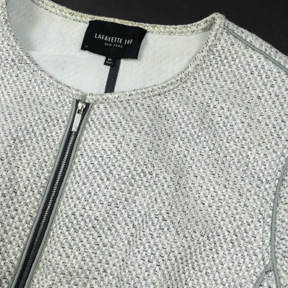 Lafayette 148 Tweed Zip Jacket Women's 3X Linen Blend Geometric Full Zip Blazer - Picture 5 of 16
